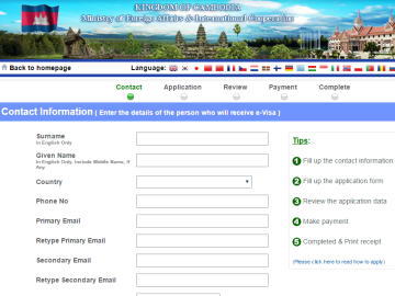 e-Visa申請画面