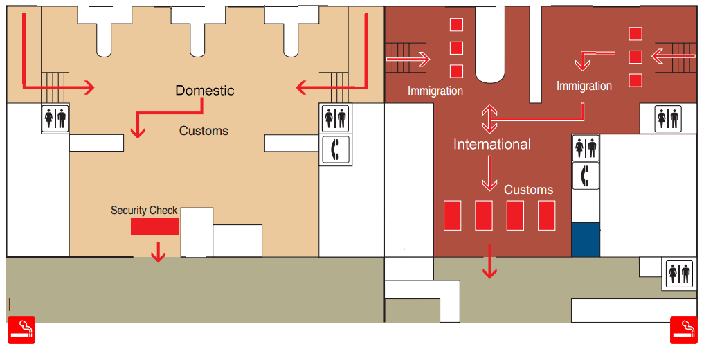 麦克坦-宿务国际机场航站楼到达层吸烟室地图