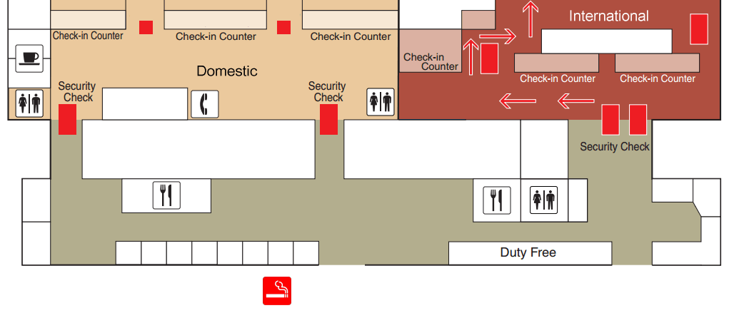 マクタン・セブ国際空港ターミナルビル出発フロアの喫煙室の地図
