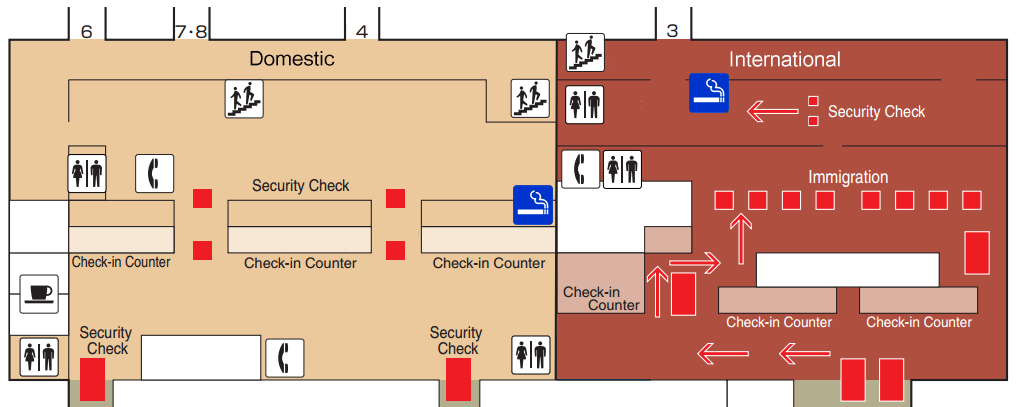 マクタン・セブ国際空港ターミナルビルセキュリティチェック通過後の喫煙室の地図
