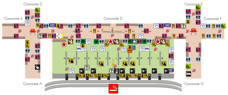 曼谷 / 素万那普国际机场航站楼出发层吸烟室地图