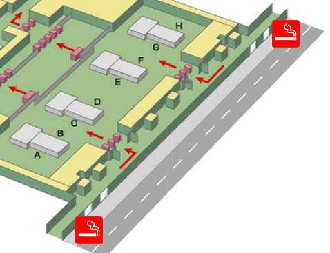Map of Smoking Area in Ho Chi Minh City / Tan Son Nhat International Airport Terminal 2 Departure Floor