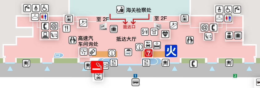 福冈机场国际航站楼到达层吸烟室地图