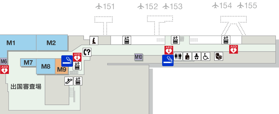 東京 / 成田国際空港第3ターミナルセキュリティチェック通過後の喫煙室の地図