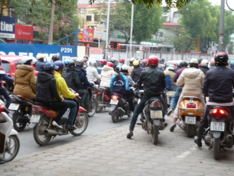 ハノイ市内のバイクの渋滞