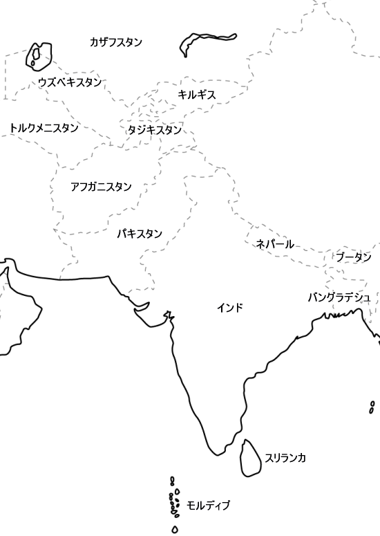 中央・南アジアの地図
