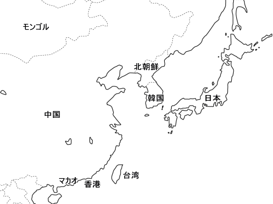 東アジアの地図