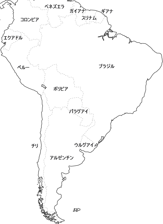 南アメリカの地図