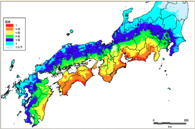 南海トラフ地震の想定震度