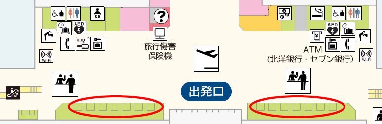 札幌新千歳空港国際線のピーチ航空のチェックインカウンターの位置