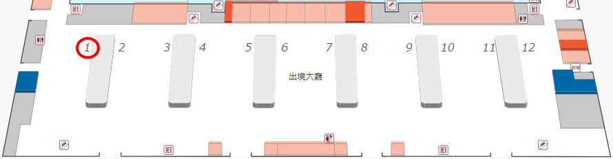 台北桃園空港のピーチ航空のチェックインカウンターの位置