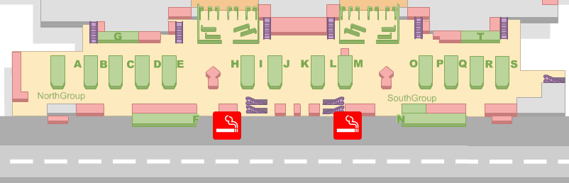 東京 / 成田国際空港第2ターミナル出発フロアの喫煙室の地図