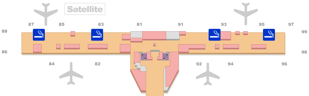東京 / 成田国際空港第2ターミナルセキュリティチェック通過後の喫煙室の地図