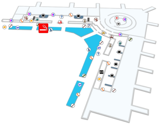 マニラ / ニノイ・アキノ国際空港ターミナル2到着フロアの喫煙室の地図