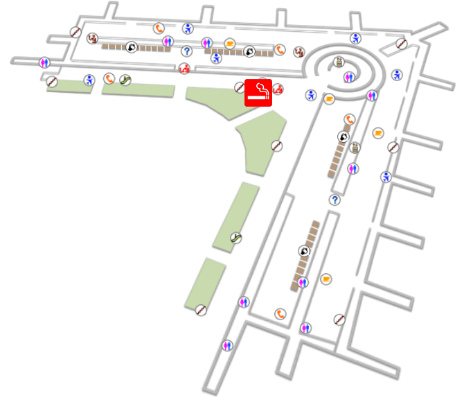 Map of Smoking Area in Manila / Ninoy Aquino International Airport Terminal 2 Departure Floor