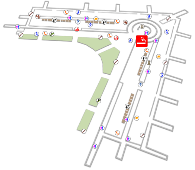 マニラ / ニノイ・アキノ国際空港ターミナル2セキュリティチェック通過後の喫煙室の地図