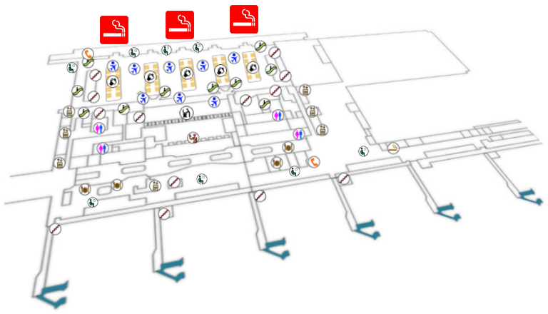 Map of Smoking Area in Manila / Ninoy Aquino International Airport Terminal 3 Departure Floor