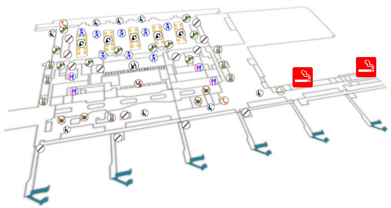 マニラ / ニノイ・アキノ国際空港ターミナル3セキュリティチェック通過後の喫煙室の地図