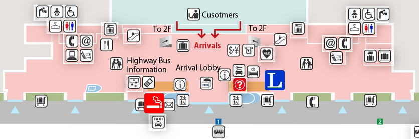 Map of Smoking Area in Fukuoka Airport International Terminal Arrival Floor