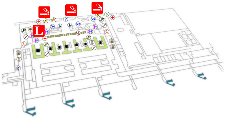 Map of Smoking Area in Manila / Ninoy Aquino International Airport Terminal 3 Arrival Floor