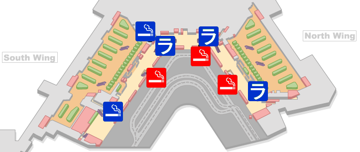 東京 / 成田国際空港第1ターミナル到着フロアの喫煙室の地図