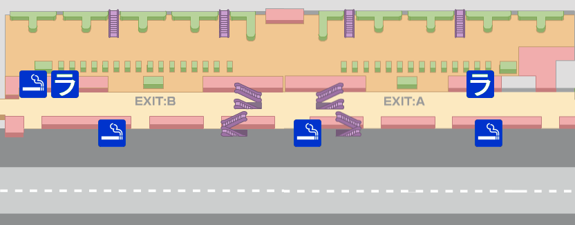東京 / 成田国際空港第2ターミナル到着フロアの喫煙室の地図